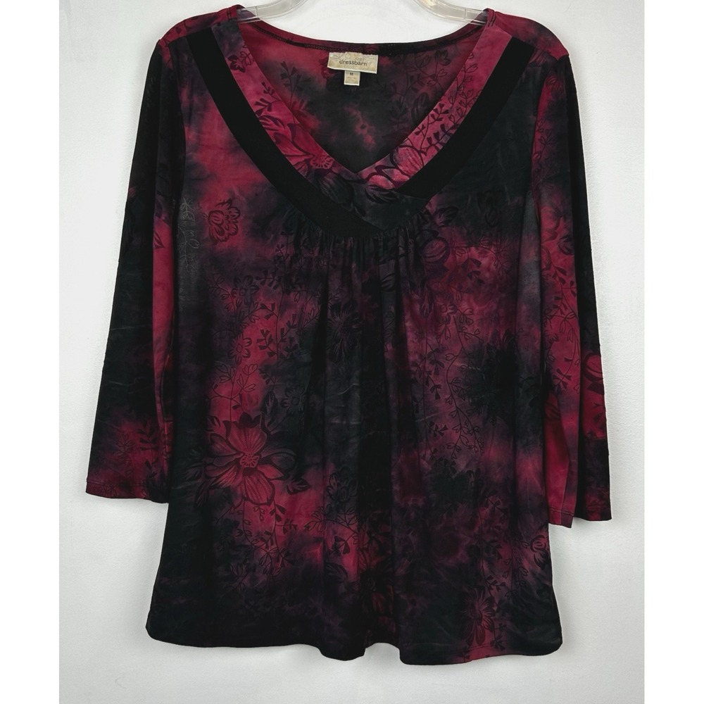 Whimsigoth Top Womens Medium Y2K  Red Velvet Look Floral Fairy Witchy Dark